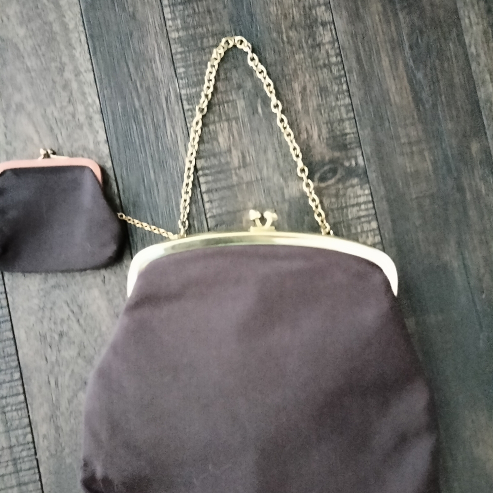St.Thomas Chic Black Chain Clutch with Gold Accents
